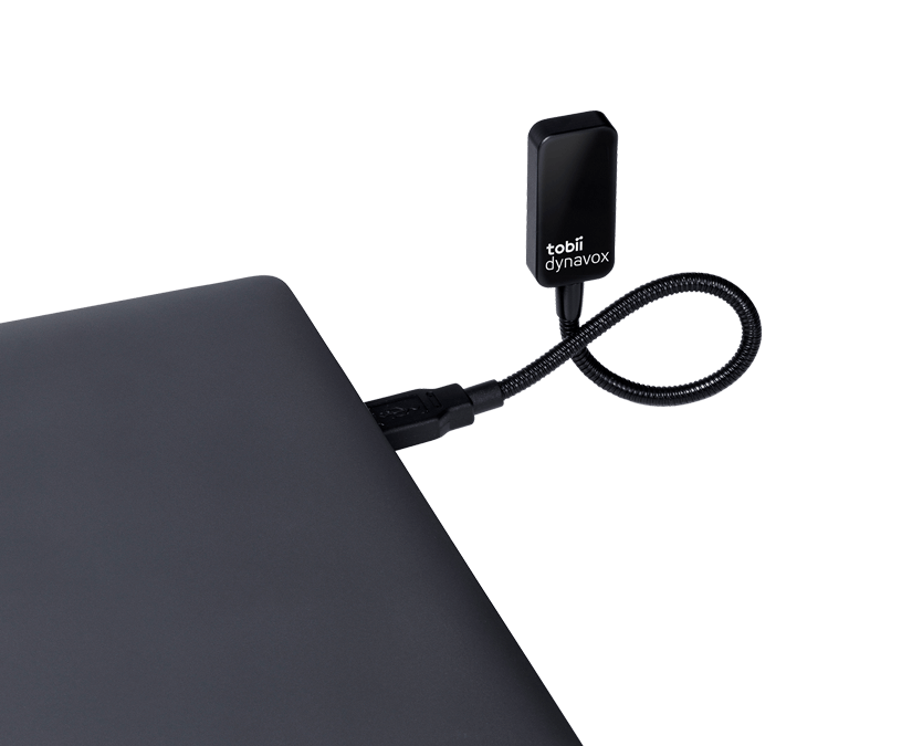 Tobii Dynavox EyeR branché sur un ordinateur portable
