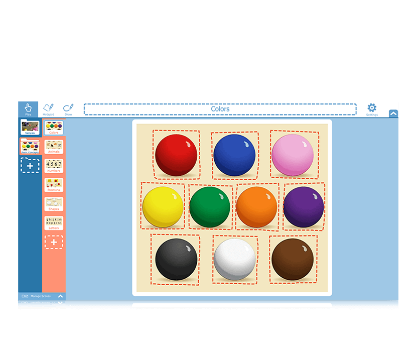 Tobii Dynavox Snap Scène d'apprentissage de la couleur