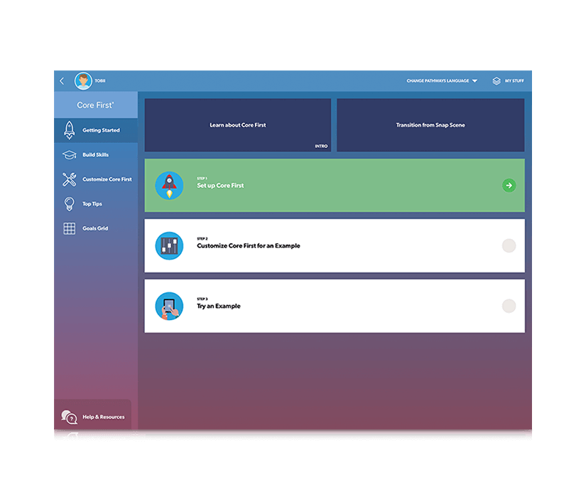 Tobii Dynavox Pathways for Core First : démarrage avec Core First