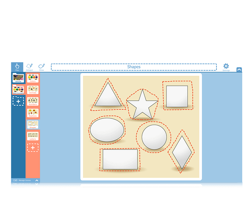 Tobii Dynavox Snap Scène d'apprentissage de la forme