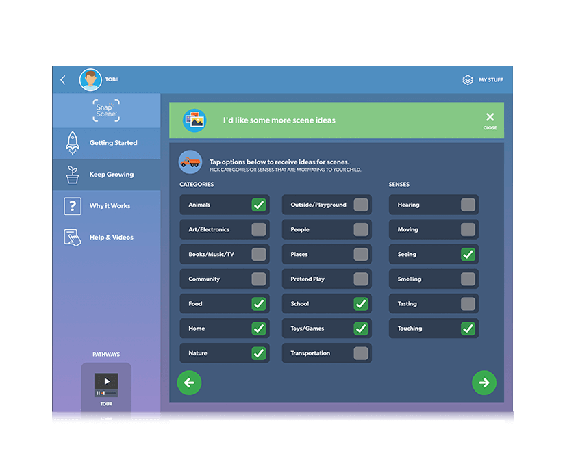 Tobii Dynavox Pathways for Snap Scene idées de scènes
