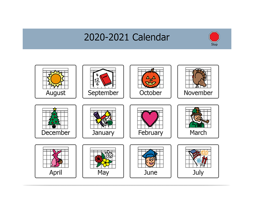 Boardmaker 7 Student Center capture d'écran du calendrier