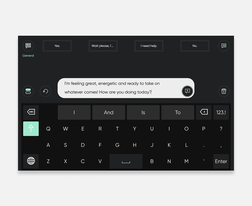 Tobii Dynavox TD Talk screenshot showing conversation in the message window