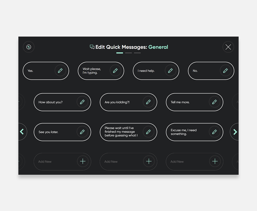 Tobii Dynavox TD Talk screenshot showing Quick Messages