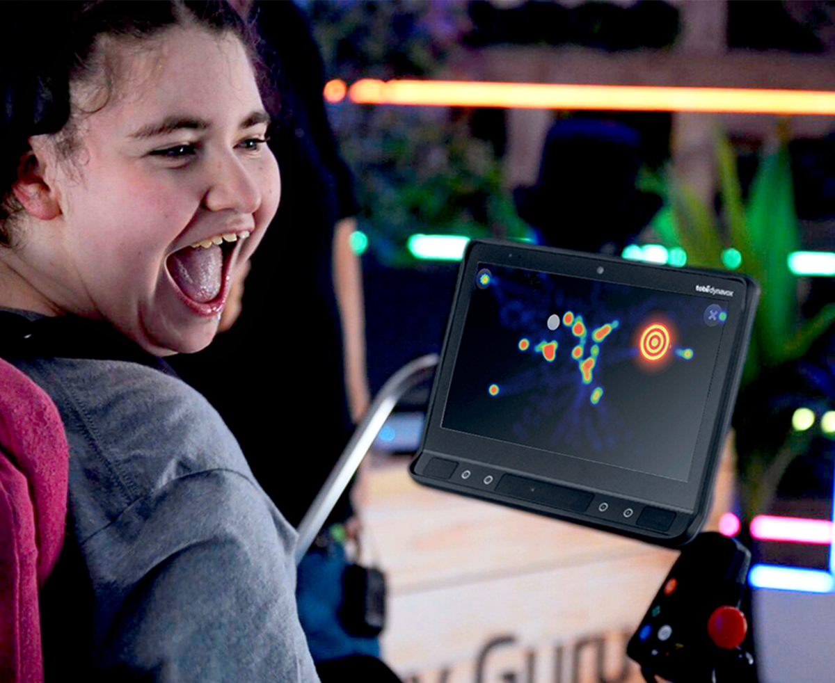 A teenage girl with cerebral palsy learns to control a speech device with her eyes using Sensory Eye FX 2