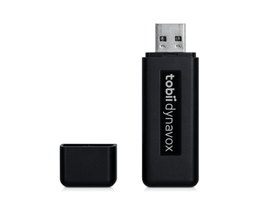 Tobii Dynavox AccessIT face à face et ouvert montrant l'USB