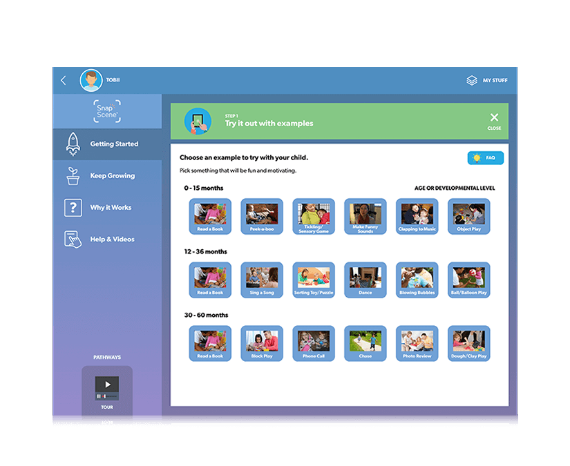 Tobii Dynavox Pathways for Snap Scene Étape 1