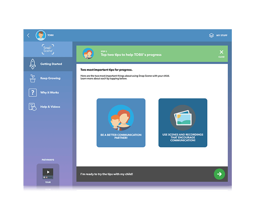 Tobii Dynavox Pathways for Snap Scene Étape 2