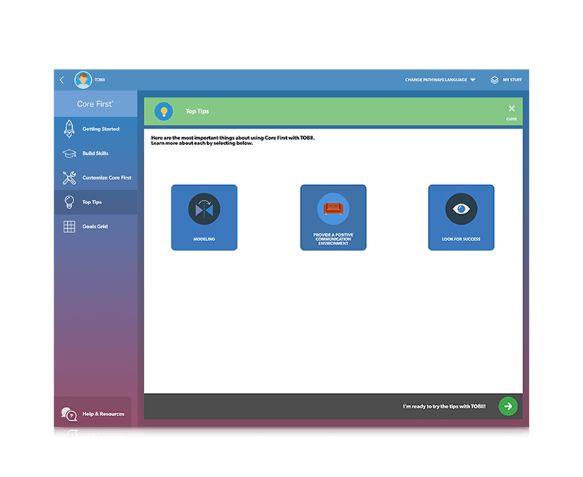 Tobii Dynavox Pathways for Core First conseils pour les partenaires de communication