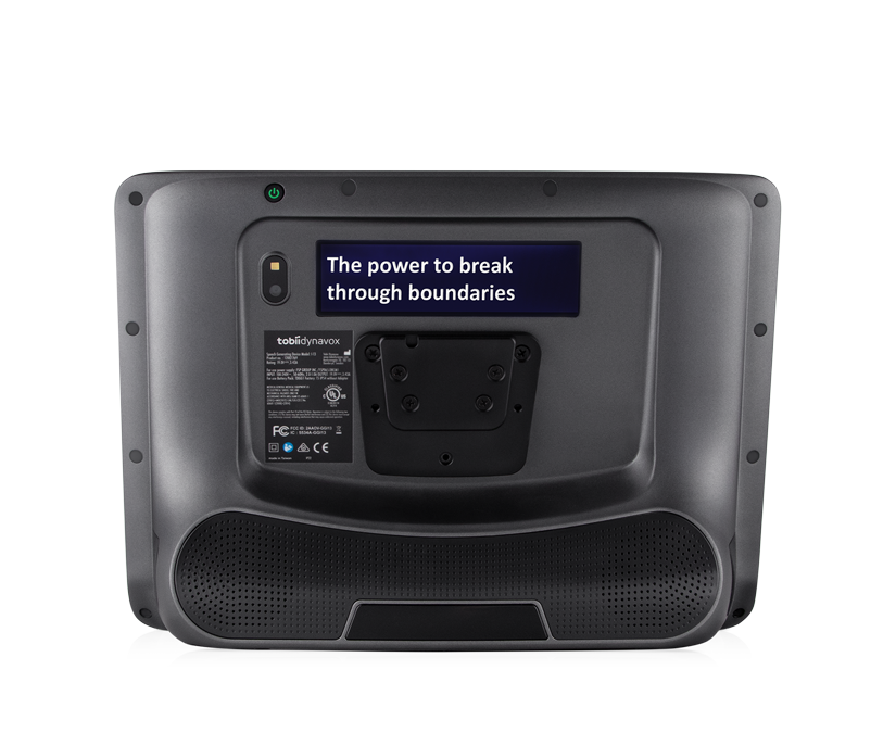 Vue arrière de l'appareil de CAA Tobii Dynavox TD I-16 avec fenêtre partenaire