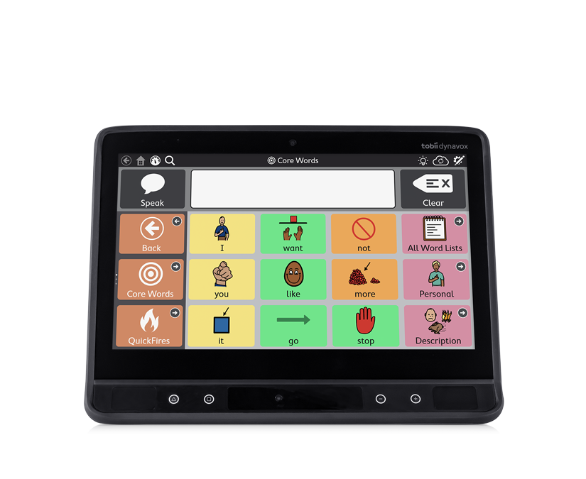 Vue avant de l'appareil de CAA Tobii Dynavox TD I-13 avec TD Snap