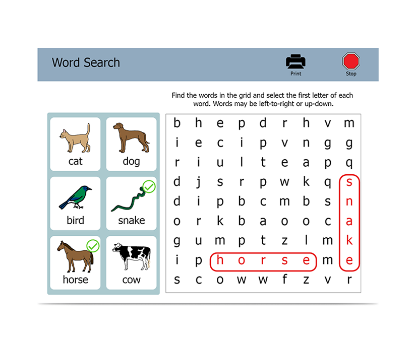 Boardmaker 7 Student Center mots croisés