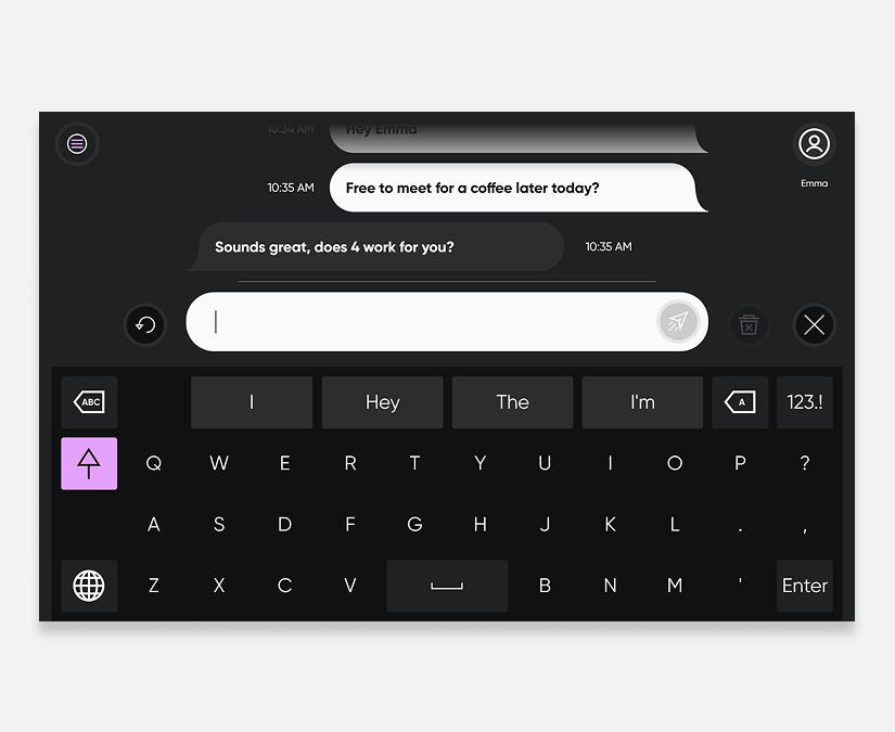 Screenshot of TD Phone showing text messaging 