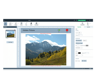 Boardmaker 7 Editor featuring picture of mountains