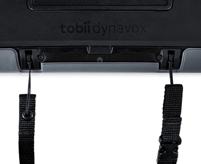 Close up of Shoulder Strap attached to Tobii Dynavox I-110 AAC device
