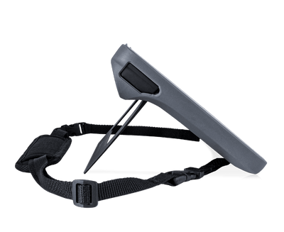 Side view of Shoulder Strap attached to Tobii Dynavox I-110 AAC device