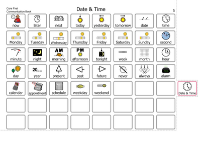 Core First Communication book Date and Time page