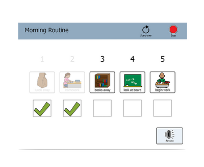 Boardmaker 7 Student Center morning routine screenshot