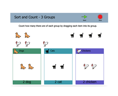 Boardmaker 7 Student Center sorting and counting activity screenshot