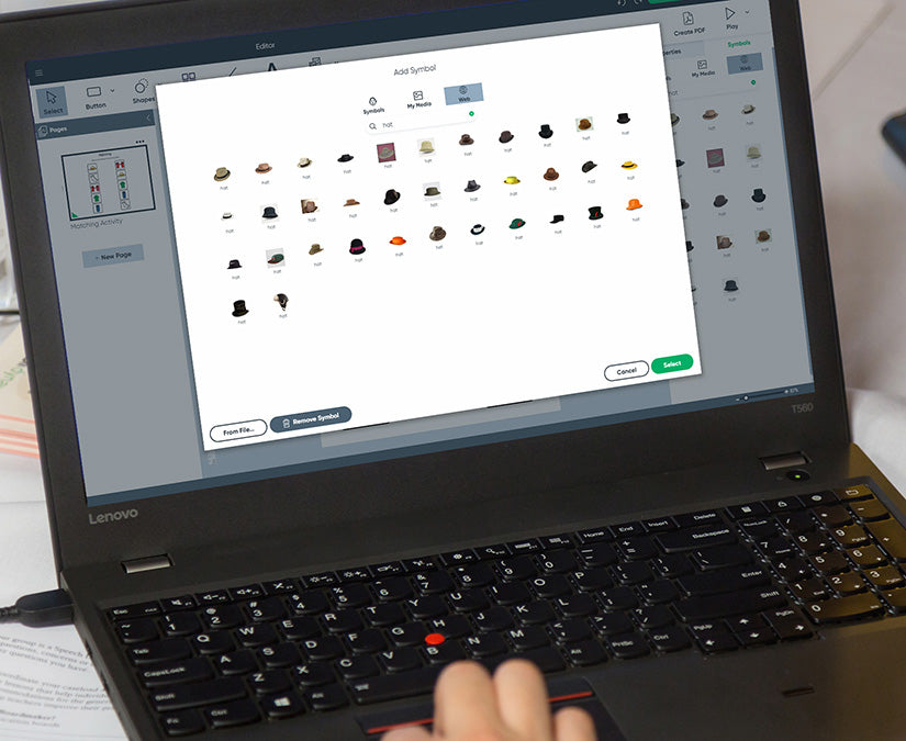 Boardmaker 7 used on a laptop