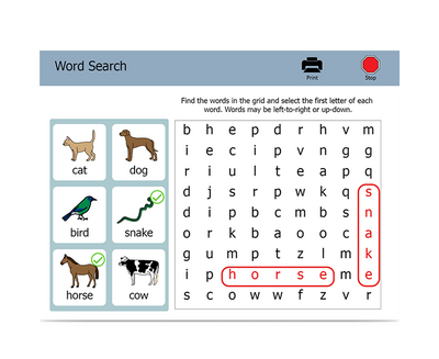 Boardmaker 7 Student Center crossword screenshot